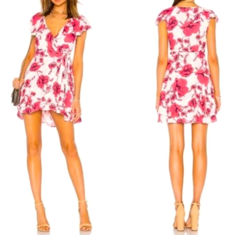 Free People French Quarter Wrap Floral Mini Dress, size Large